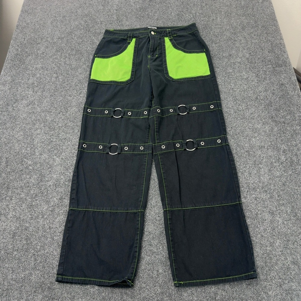 Hot Topic Pants Womens 11 Black Cotton Contrast Stitch Bondage O-Ring Mall Goth